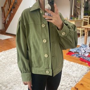 Zara olive green denim oversized jacket